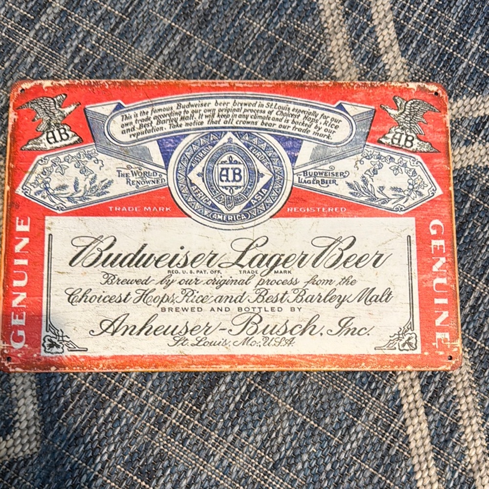 Budweiser Lager Beer Vintage Sign